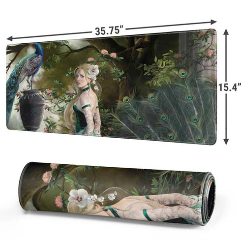 Woman with Peacocks by Nene Thomas Gaming Mouse Pad